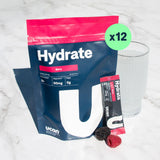 UCAN Hydrate Electrolyte Sachets Berry Box of 12 | Zero Sugar Electrolyte Packets