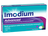 IMODIUM ADVANCED CHEWABLE TABLETS 2MG 6 abdominal discomfort,bloated,bloating,diarrhea,diarrhoea,gas,gastric,issues,stomach cramping,stomach cramps,stomach pain,stomach spasm