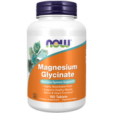 NOW Magnesium Glycinate 180 Tablets - Nervous System Support Critical for enzyme function,energy,google,issues,nerve support,sleep,Supports bone mineralization,Supports Cardiovascular health,Supports energy production,Supports Glucose metabolism,Supports