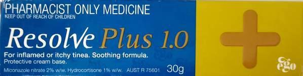 Resolve Plus 1.0 Anti-fungal & Anti-inflammatory Cream 30g - Pharmacist Only Medicine issues
