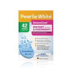 Pearlie White Dentureclean- Denture Cleansing Tablets 42pcs antibacterial and antifungal properties,help remove plaque,less than three minutes,odours and stains on your dentures