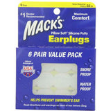 Macks silicone ear plugs 6 pair value pack with noise reduction of 22 dB for maximum comfort and swimmer's ear protection.
