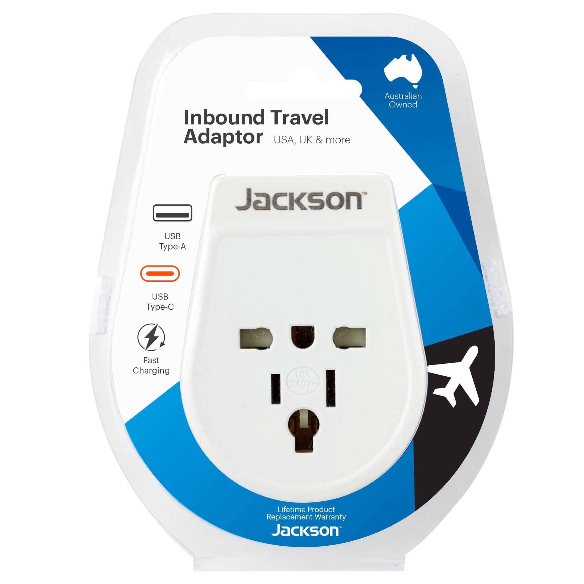 JACKSON Slim Inbound Travel Adaptor 1x USB-A And 1x USB-C Model: PTA878USBMC issues,travel,travel adapter,travel adaptor,travel pack