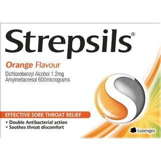 Strepsils Orange Flavour Lozenges 36 issues,orange flavour lozenges,sore throat,strepsils