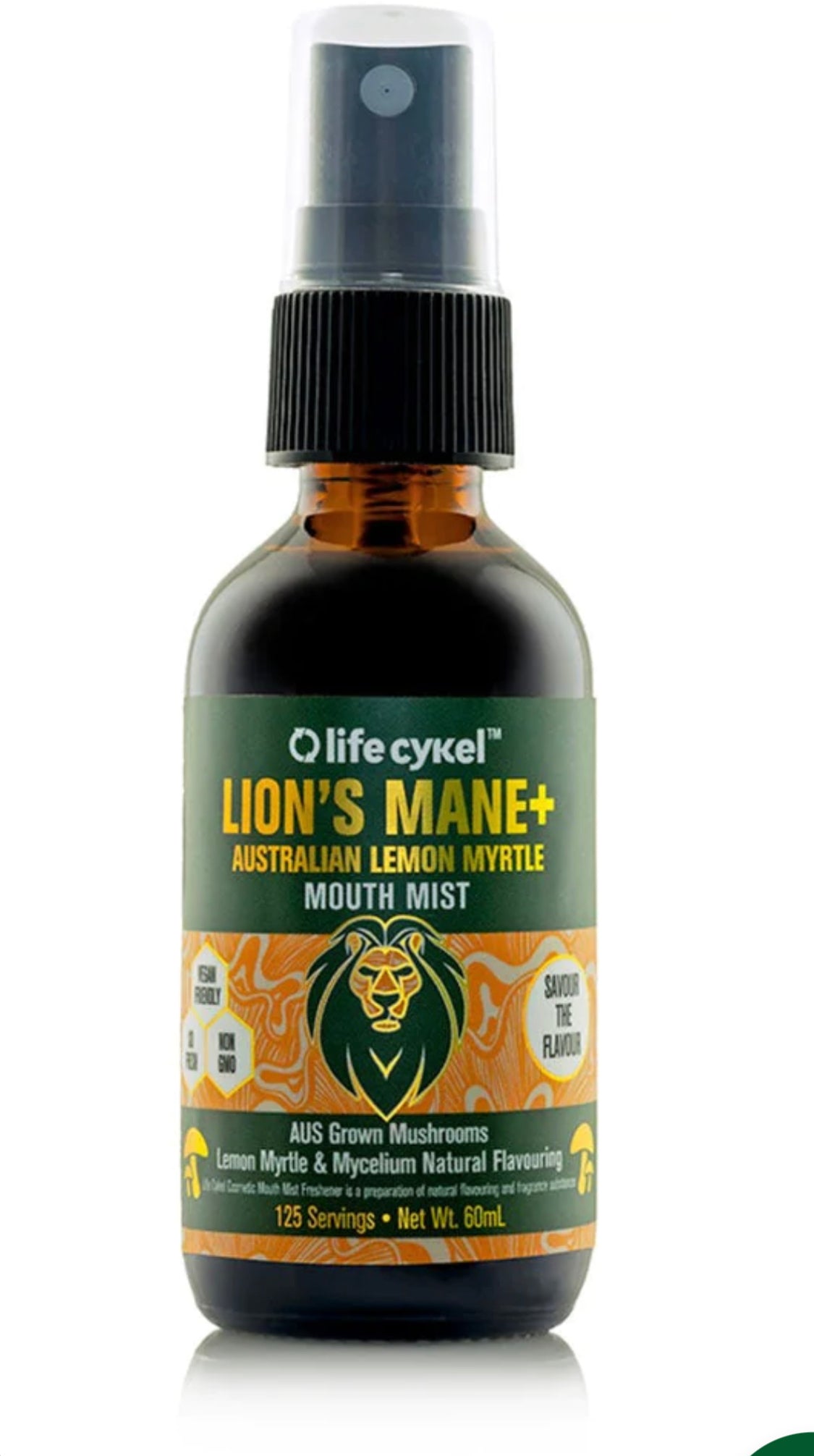 life cyKel Lion's Mane and Lemon Myrtle Mouth Mist 60ml issues,Lemon Myrtle Flavour (Backhousia citriodora) Leaf.,life cyKel Lion's Mane and Lemon Myrtle Mouth Mist 60ml,Mushroom Flavour: Lion’s Mane (Hericium coralloides) Mycelia & Fruiting Body