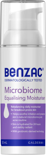 Benzac Microbiome Equalising Moisturiser 50ml benzac,issues