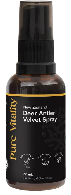 Pure Vitality Velvet Spray 30ml anti-aging,bone strength,dairy free,energy and vitality,energy levels and strength,faster absorption,healthy brain function,healthy immune system,high strength,High strength immune support,injury support,issues,joint health