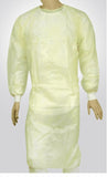 Advance® Disposable Yellow Isolation PP + PE Gowns with knitted cuffs 40gsm polypropylene,breathability,comfort,excellent protection,issues,knitted cuffs,Sizes available fitting up to size 5XL,waist ties.,woven polypropylene,Yellow colour