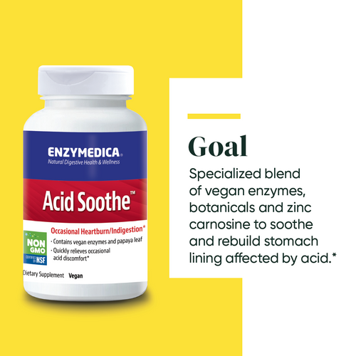 Enzymedica Acid Soothe 90 capsules acid reflux,acidity,bloating,Enzymedica,enzymedica acid soothe,ezymedica,heartburn,indigestion,issues,losec
