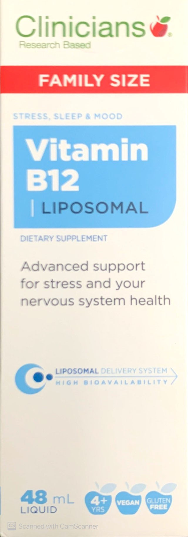 Clinicians Vitamin B12 Liposomal 48ml - High-Absorption Formula for Energy Support Energy Support Supplement,High-Absorption B12,Liposomal Vitamin B12,optimized,Vitamin B12