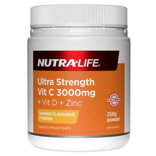 Nutralife ULTRA STRENGTH VIT C 3000mg + VIT D + Zinc 250 gm Powder