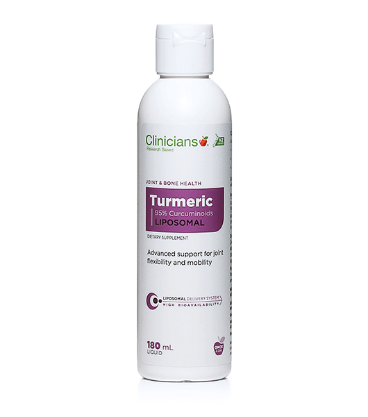 Clinicians Turmeric Liposomal Supplement 180ml bottle for joint flexibility and mobility support