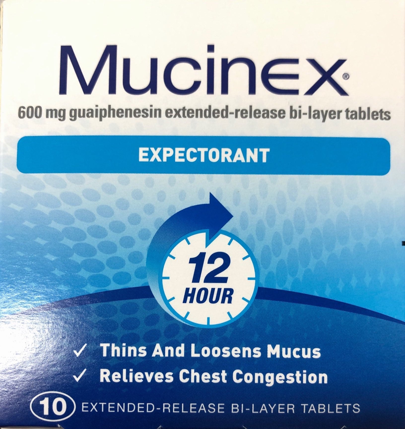 Mucinex Chest Congestion Relief - 10 Tablets for Thinning & Loosening Mucus chest congestion relief,cold symptom relief,cough relief,expectorant tablets,loosening mucus,Mucinex,optimized,over-the-counter medicine,thinning mucus