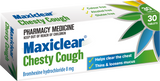 MAXICLEAR CHESTY COUGH TABLETS 8MG 30 chesty,chesty cough,chesty cugh,cold and cough,issues,maxiclear
