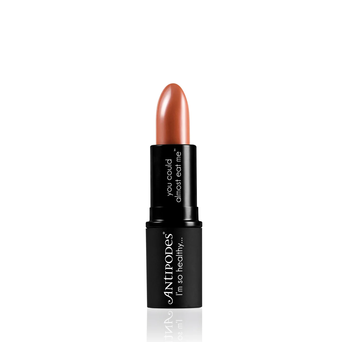 Antipodes Organic Lipstick Queenstown Hot Chocolate 4 g in a tube with a warm medium brown shade