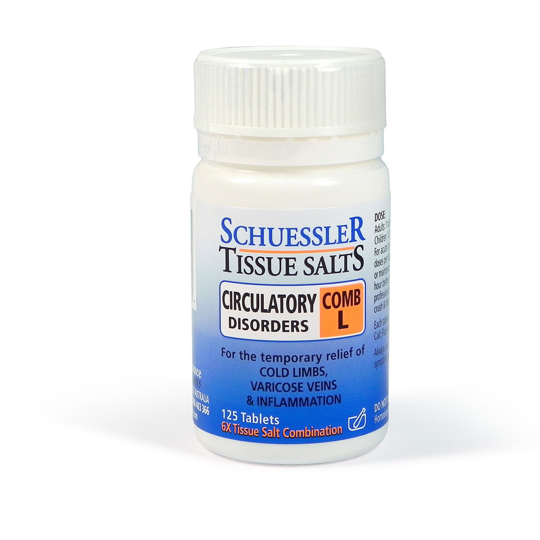 Schuessler Tissue Salts 125 Tablets – Comb L cold limbs,Comb L,Inflammation,issues,Poor circulation,Schuessler,tablets,tissue salts,varicose veins