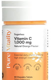 Pure Vitality Sugarless Vitamin C 1000mg 50CHWT anti-aging,bone strength,energy levels energy and vitality,fertility,healthy fertility,healthy hormonal balance,healthy immune function,healthy immune system,healthy mood,healthy stress levels,high strength,