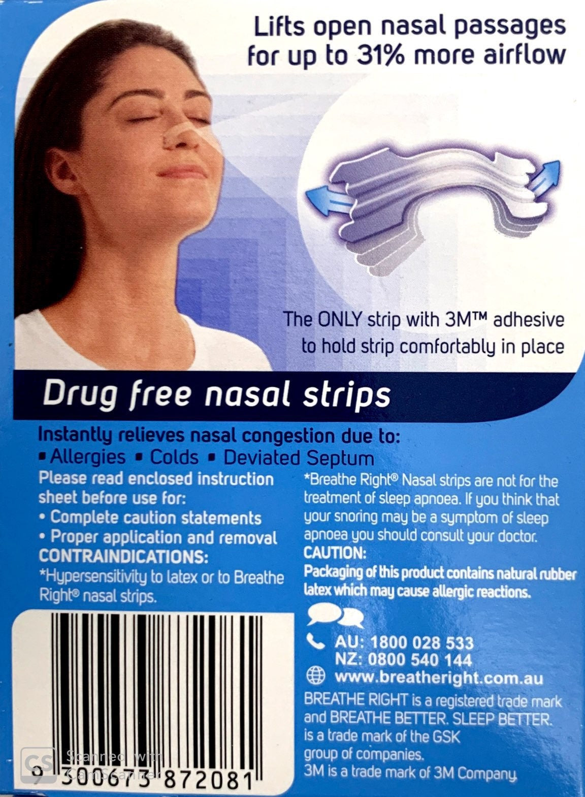Breathe Right Nasal Strips Clear For Sensitive Skin 10 Small/Medium Strips - Pakuranga Pharmacy