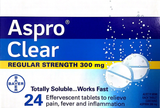 Aspro Clear Effervescent Tablets 24 Regular Strength 300 mg - Fast Relief Aspro Clear,Effervescent Tablets,Fast Pain Relief,optimized,Regular Strength 300 mg