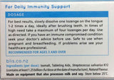 Blis Daily Defence Probiotic lozenges dosage instructions for daily immunity support on packaging.