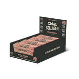 Chief Collagen Protein Bar Cashew Shortbread display box featuring gluten-free and low-sugar nutrition bars.
