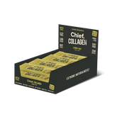Chief collagen protein bar lemon tart display box featuring 12 bars in lemon tart flavor.