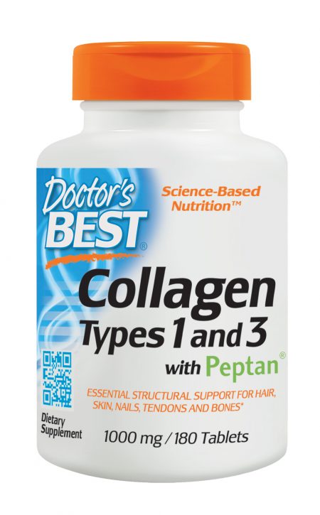 Doctor's Best Collagen Types 1 & 3 Tablets 1000mg - Supports Skin, Hair, and Joint Health, 180 Count collagen tablets,hair growth vitamins,joint health support,optimized,skin health supplements