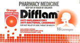 Difflam Orange Lozenges Sugar Free for Sore Throat Relief - 16 Lozenges Difflam lozenges,improvements,orange flavored lozenges,sore throat relief,sugar-free throat lozenges