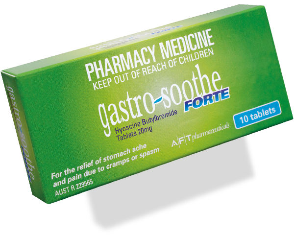 Gastro-Soothe Forte 10 tablets Pharmacist Only Medicine cramping,cramping pain,issues,stomach pain,stomach spasm