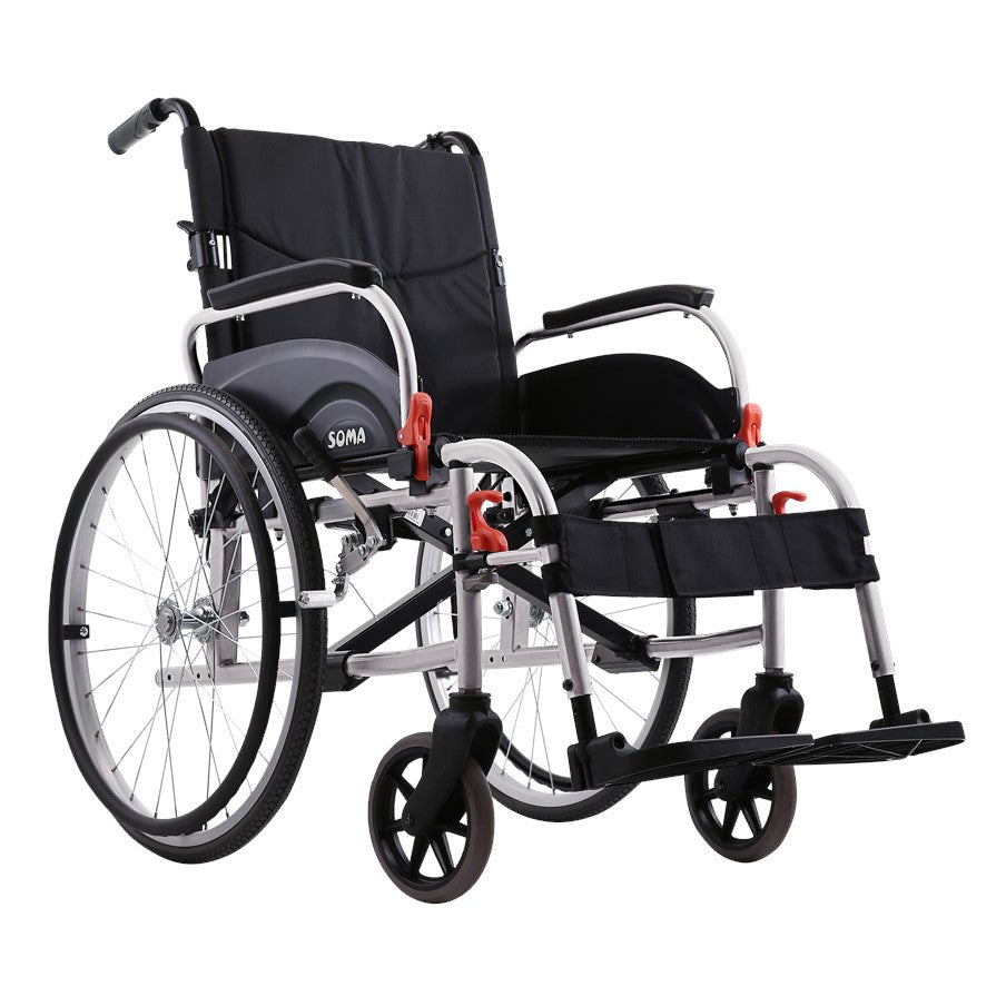 Karma Agile self-propelling wheelchair with black seat and lightweight frame for mobility assistance