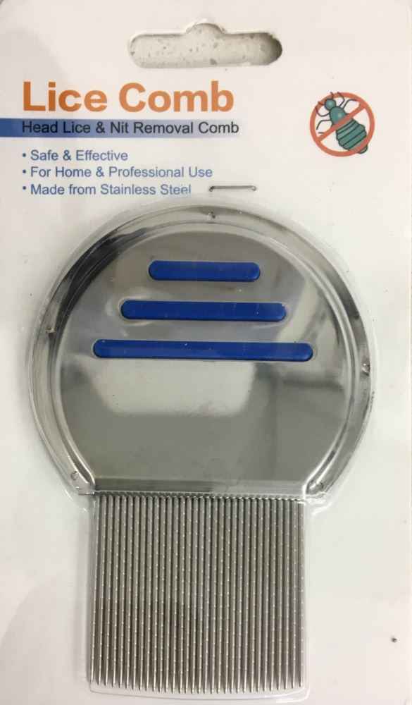 Lice treatment comb for effective head lice and nit removal, made from stainless steel.