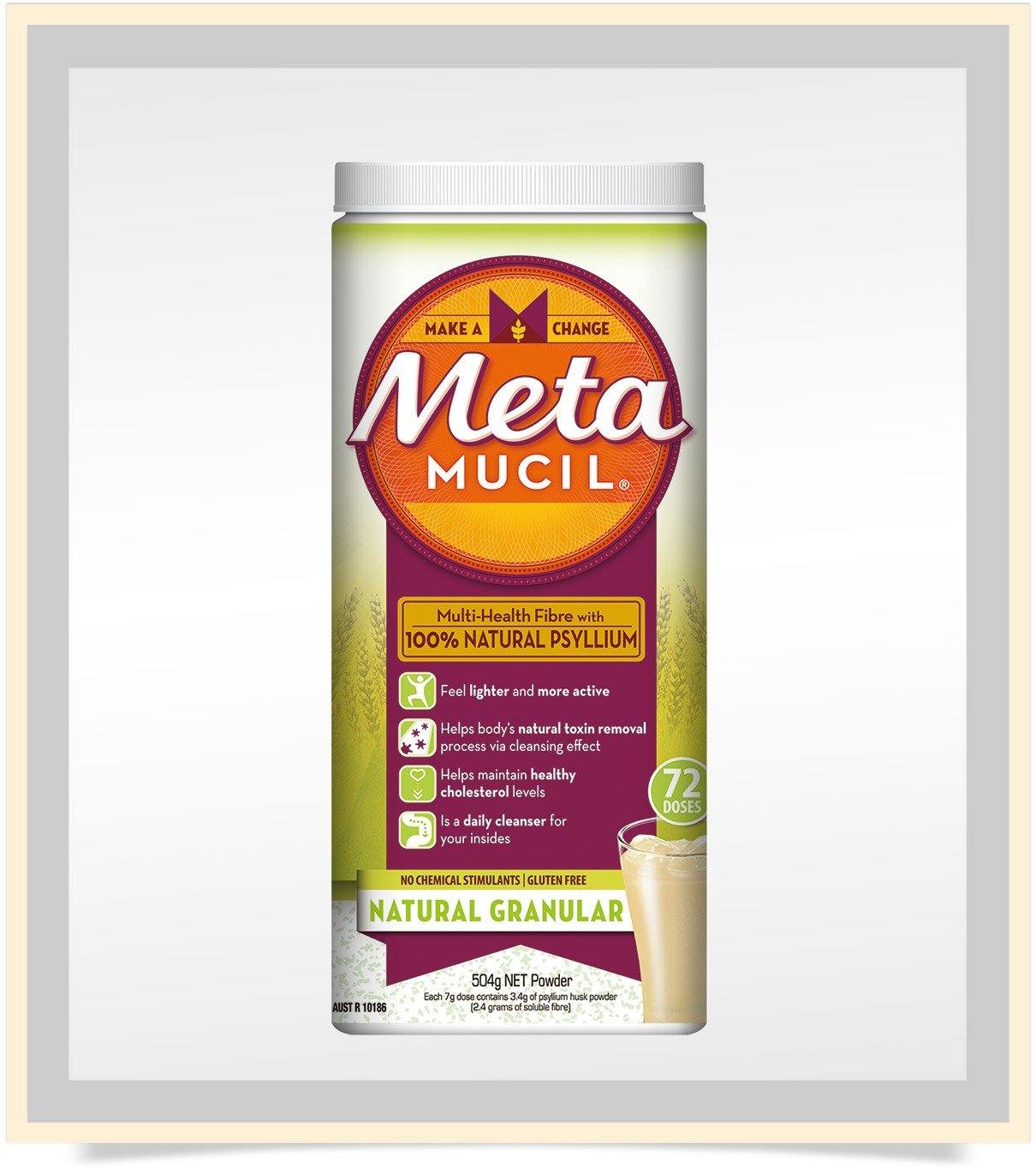 Metamucil Natural Granular Fibre Powder 72 doses 504g constipation,fibre,irregular bowels,issues,laxative,metamucil,psyllium,psyllium husk