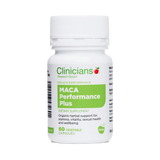 Clinicians MACA supplement for energy and vitality Plus 60 Vege Caps bottle with herbal support for wellbeing.
