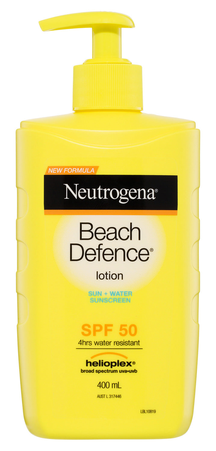 Neutrogena Beach Defence Sunscreen Lotion SPF 50 400mL beach sunblock,issues,neutrogena,Neutrogena Beach Defence Sunscreen,sun block,sun block with moisturiser