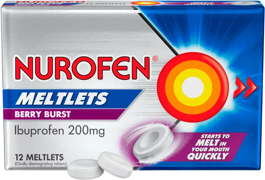 Nurofen Meltlets Berry Bursts 12 issues,Nurofen Meltlets Berry Bursts 12