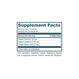 Triphala digestive support capsules supplement facts panel showing ingredients and nutritional information