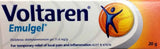 Voltaren Emugel 20g packaging for pain relief gel, contains diclofenac and targets local pain and inflammation.