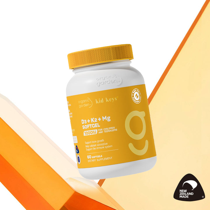 Organic Garden D3 + K2 + Mg Softgel 60 Softgels for Children's Bone Health
