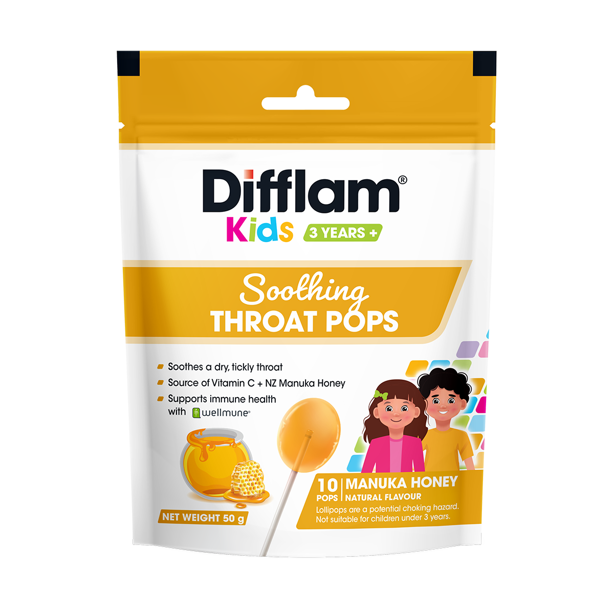 Difflam Kids Throat Pops Manuka 10 Pack