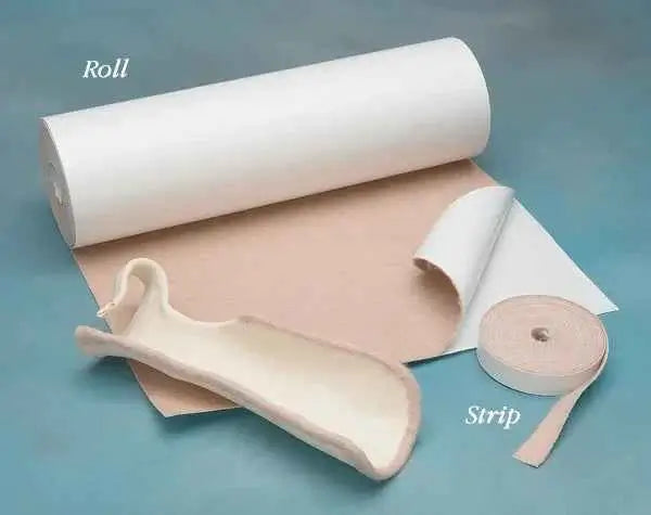 Allcare Easy-pull Moleskin 30cm x 4.5m roll,Clean with a damp sponge and air dry.,Low-tack backing is easy to remove and replace.,Not made with natural rubber latex.