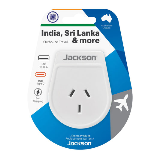 Jackson Outbound International Travel India, Sri Lanka Adaptor PTA8814USBMC