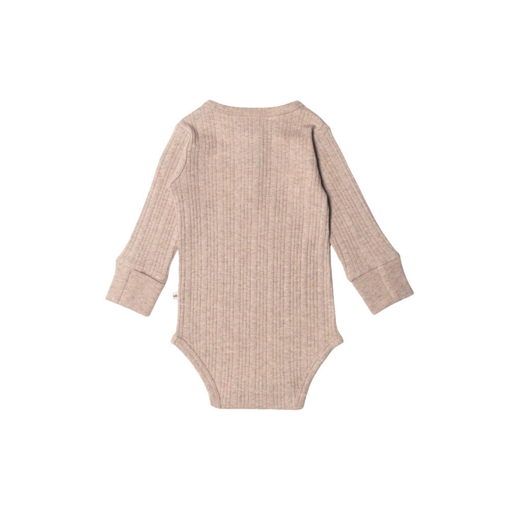 Woolbabe Daydream Long Sleeve Henley Bodysuit back view