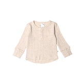 Woolbabe Daydream Long Sleeve Henley Top Natural Marl