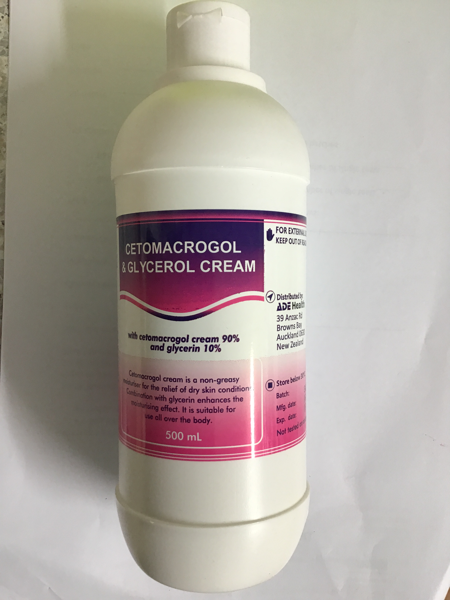 Cetomacrogol &amp; glycerol Cream 500 ml