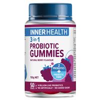 Inner Health 3 in 1 Probiotic Gummies 50 Pack  - Natural Berry Flavour