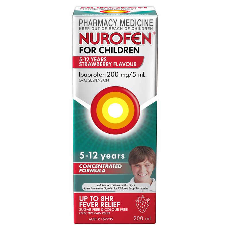 Nurofen for Children 5-12 Years Strawberry 200ml