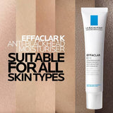 La Roche-Posay's Effaclar K (+) Anti-blackhead Moisturiser 40ml Acne-Prone,all skin tones,Anthelios Ultra Cream Xl Spf 50+ 50ml,Anthelios Ultra-light Invisible Fluid Tinted Spf50+ 50ml,Anthelios Uv Clear Sunscreen Spf 50,Anti-acne Purifying Clay Mask,Anti