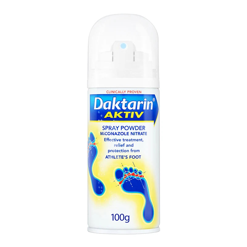 Daktarin Aktiv Spray Powder 100g – Antifungal Treatment for Athlete's Foot