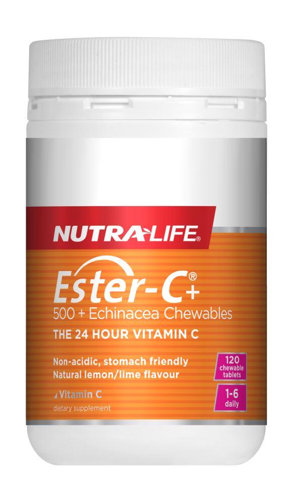 Nutralife Ester-C 500mg Echinacea Chewable Tabs 120