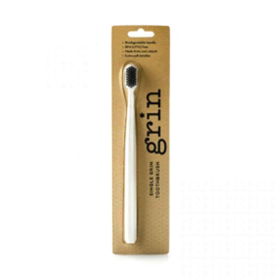 Grin High Density Bincho Charcoal Bristle Toothbrush - Ivory Bincho,Charcoal,Charcoal Bristle,Grin,High Density,Ivory